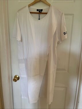 DKNY White Crewneck Short Sleeve Dress